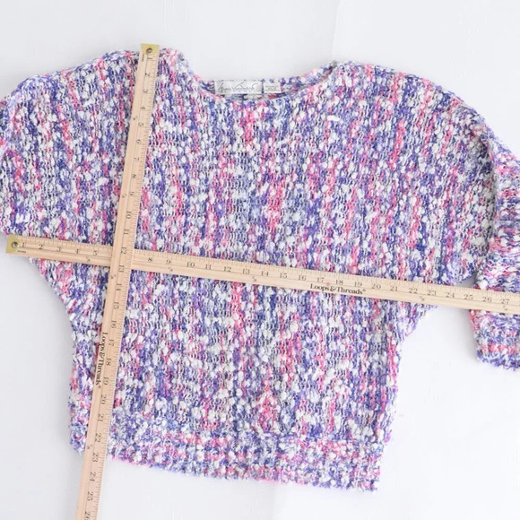 Vintage Gloria Vanderbilt Purple & Pink Knit Scoop Neck Sweater M - Picture 4 of 13